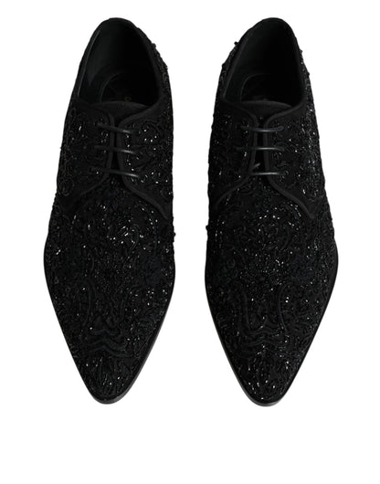 Dolce &amp;amp; Gabbana Svarta Utsmyckade Mocka Derby Formella Skor