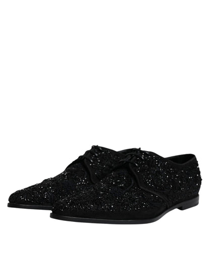 Dolce &amp;amp; Gabbana Svarta Utsmyckade Mocka Derby Formella Skor