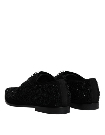 Dolce &amp;amp; Gabbana Svarta Utsmyckade Mocka Derby Formella Skor