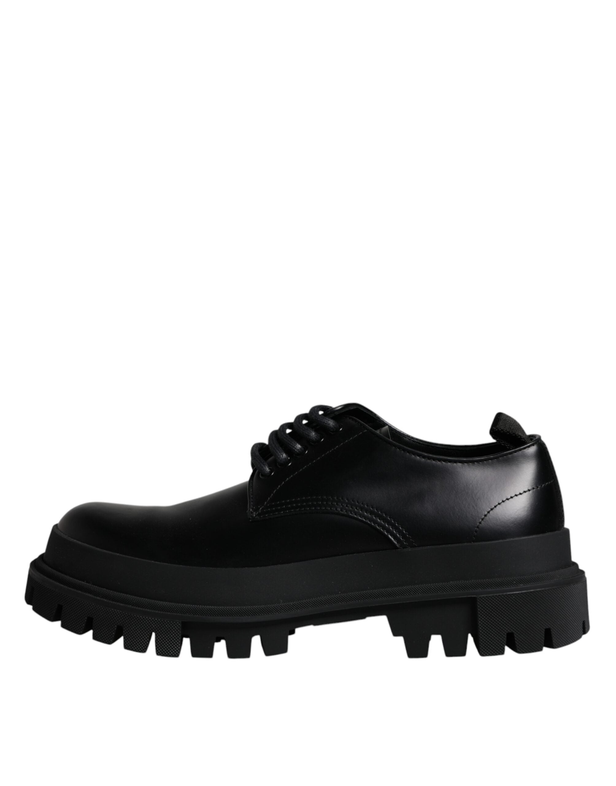 Dolce &amp;amp; Gabbana Svarta Läderskor med Snörning och Vandring