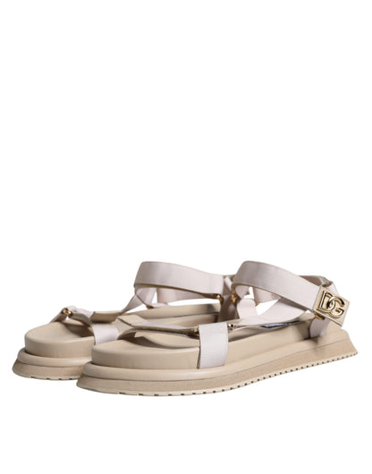Dolce &amp;amp; Gabbana Beige Nappa Devotion Strap Herr Sandaler Skor