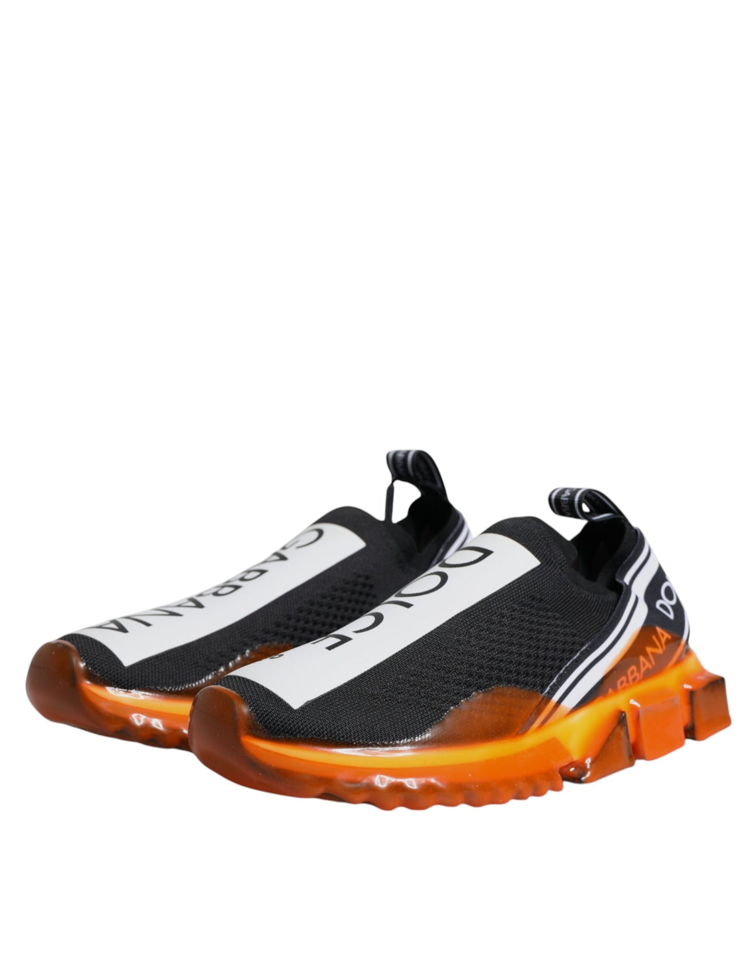 Dolce &amp;amp; Gabbana Svarta Orange Sorrento Slip On Sneakers Skor