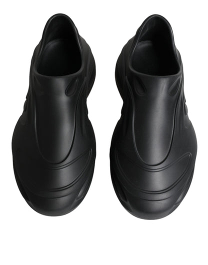 Dolce &amp;amp; Gabbana svarta folierade gummileksaks låga sneakers
