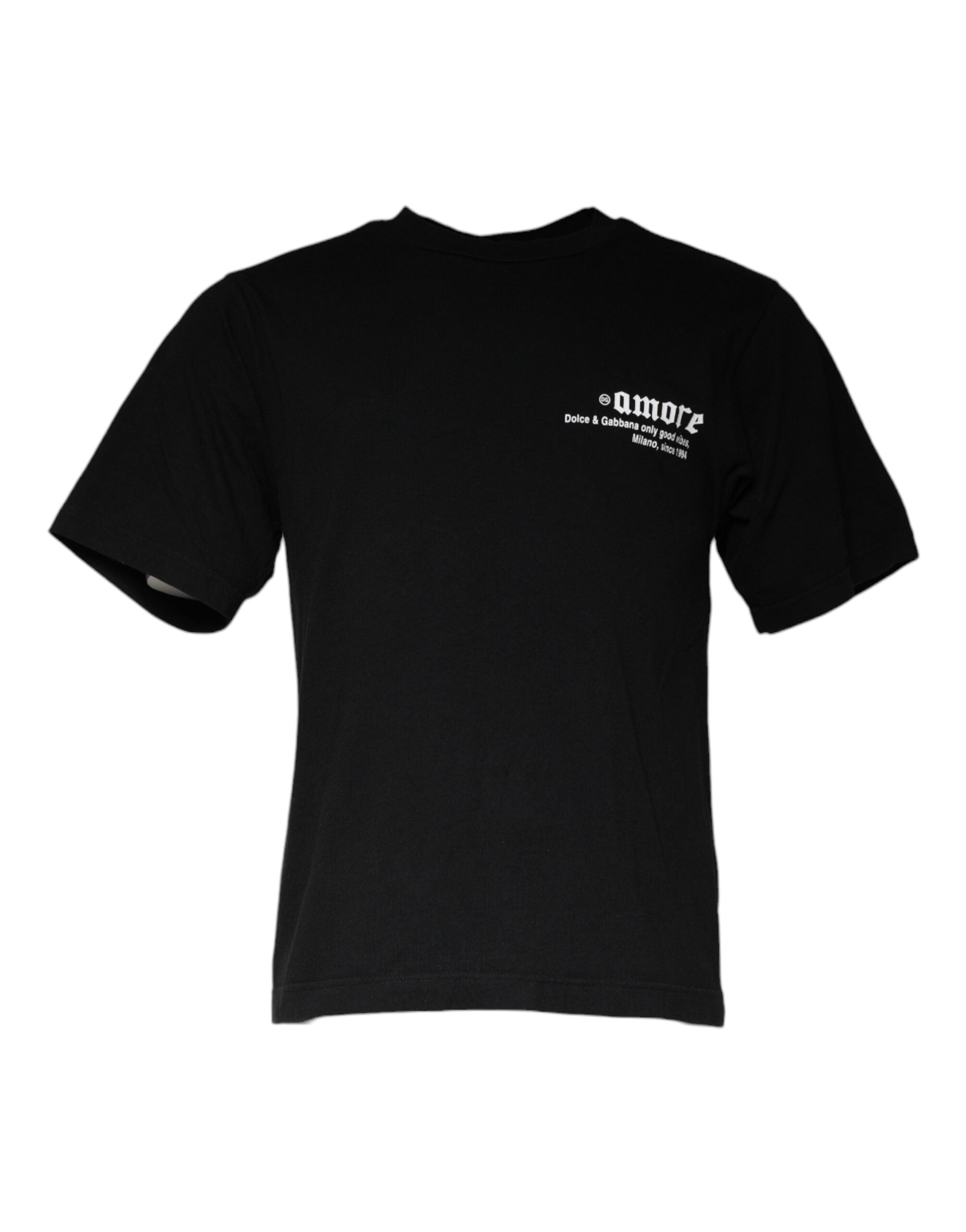 Dolce &amp;amp; Gabbana svart Amore-tryckt bomulls-t-shirt med rund hals