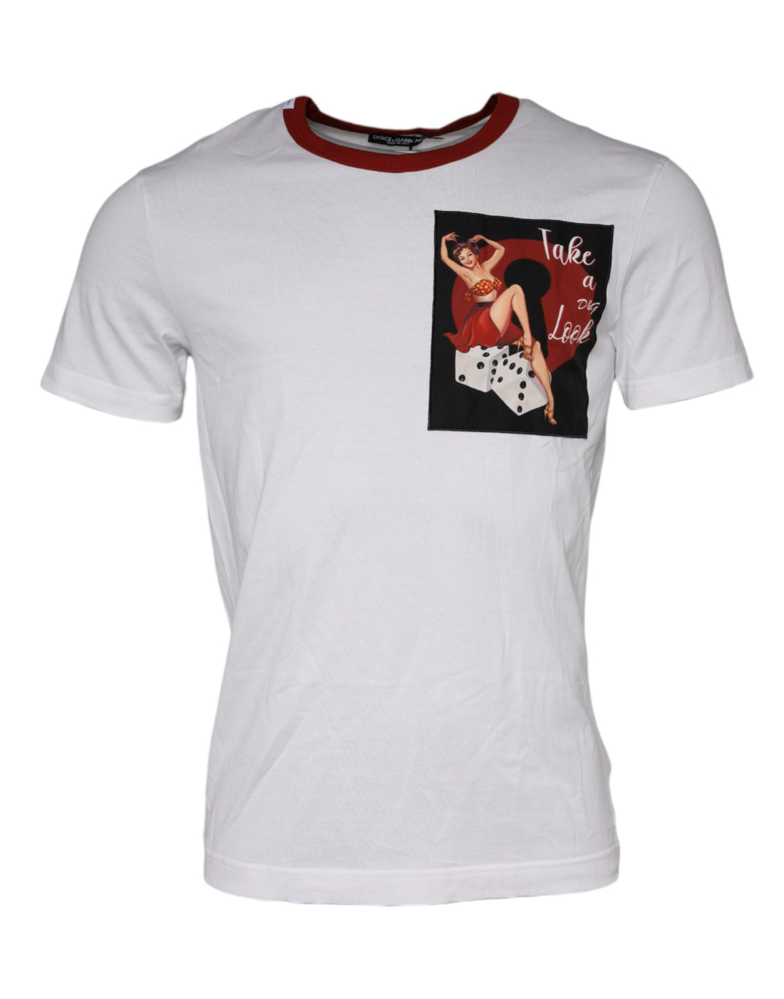 Dolce &amp;amp; Gabbana Vit T-shirt med rund hals och grafiskt tryck i bomull
