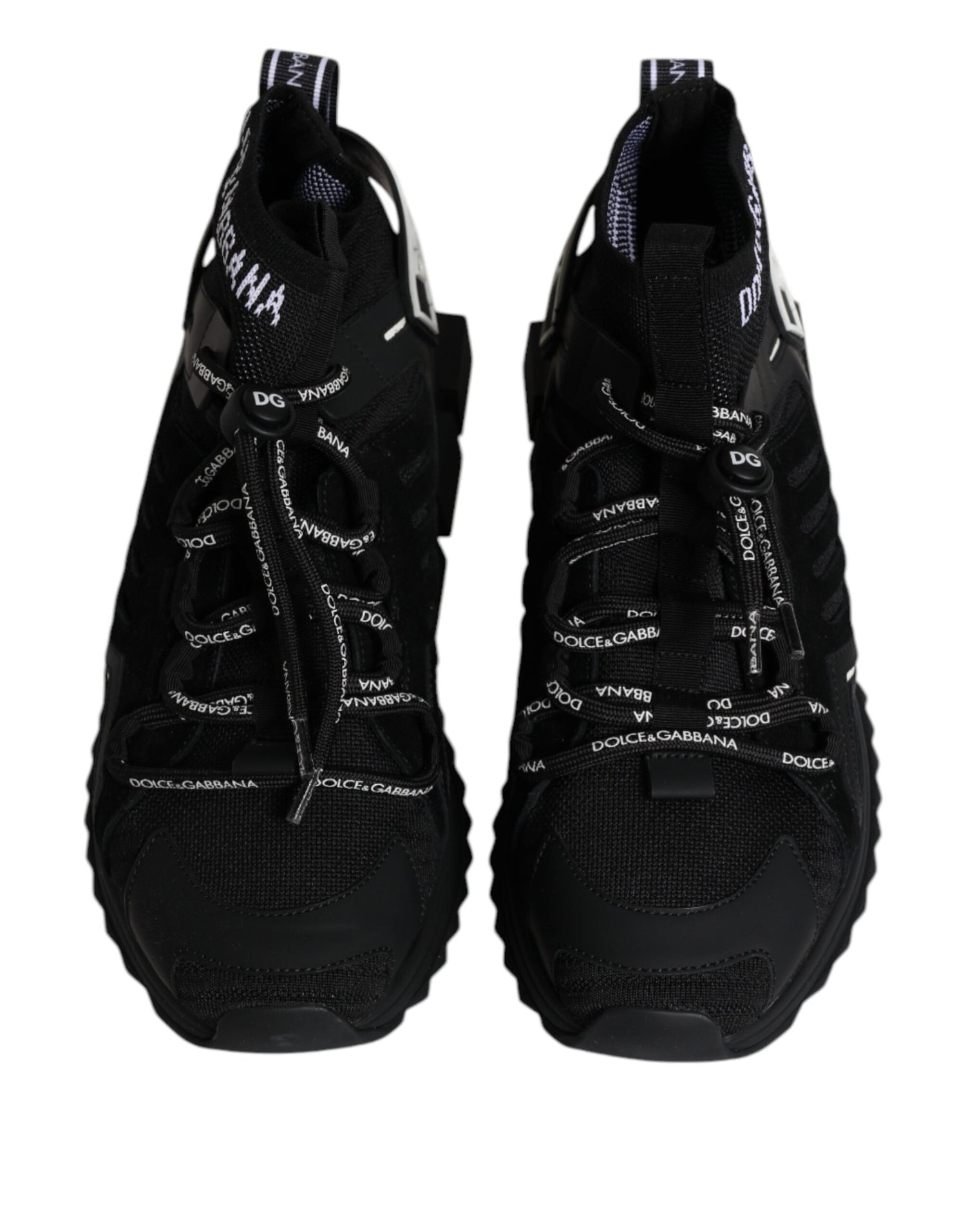 Dolce &amp;amp; Gabbana Svarta Sorrento Logo Herr Sneakers Strumpor Skor