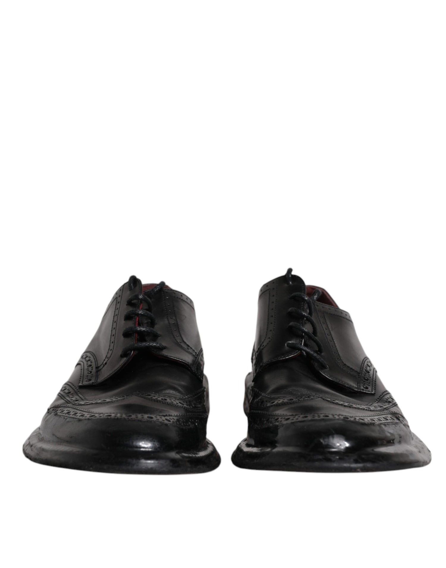 Dolce &amp;amp; Gabbana Svarta Läder Derby Wingtip Formella Skor
