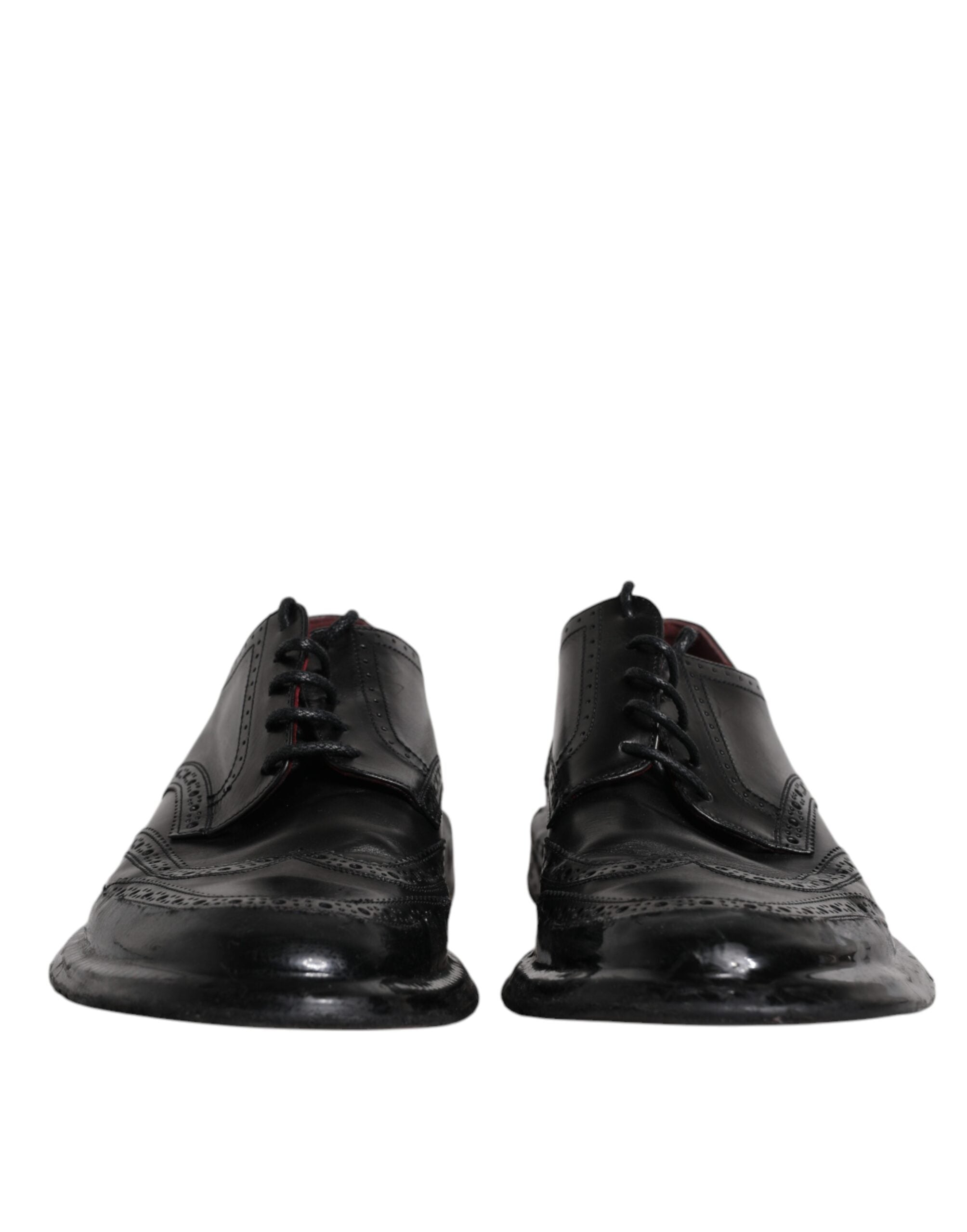 Dolce &amp;amp; Gabbana Svarta Läder Derby Wingtip Formella Skor