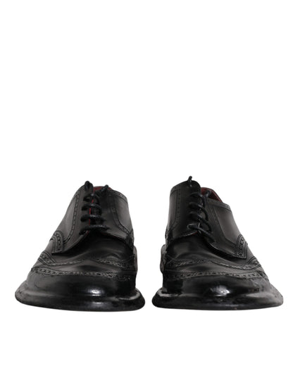 Dolce &amp;amp; Gabbana Svarta Läder Derby Wingtip Formella Skor