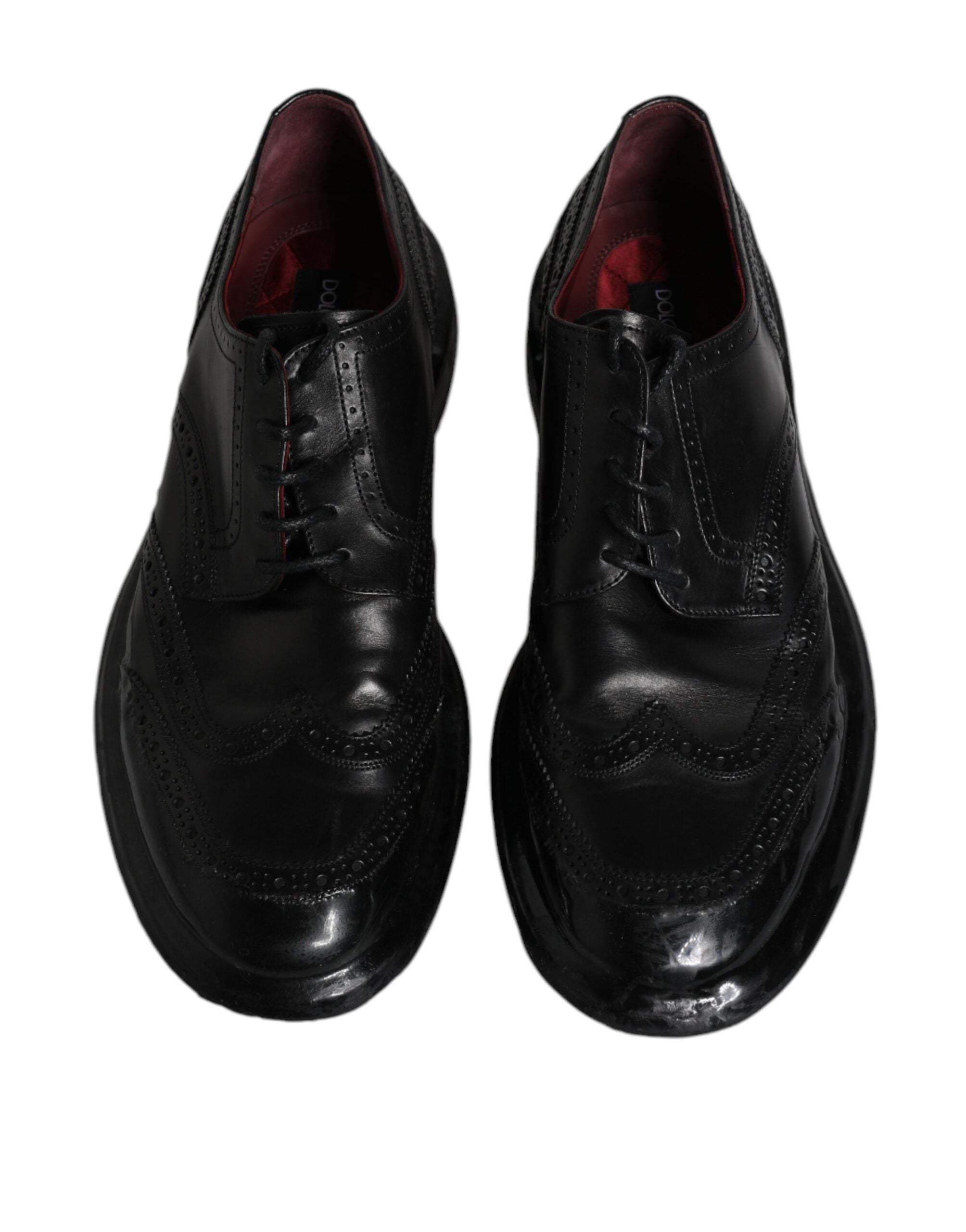 Dolce &amp;amp; Gabbana Svarta Läder Derby Wingtip Formella Skor