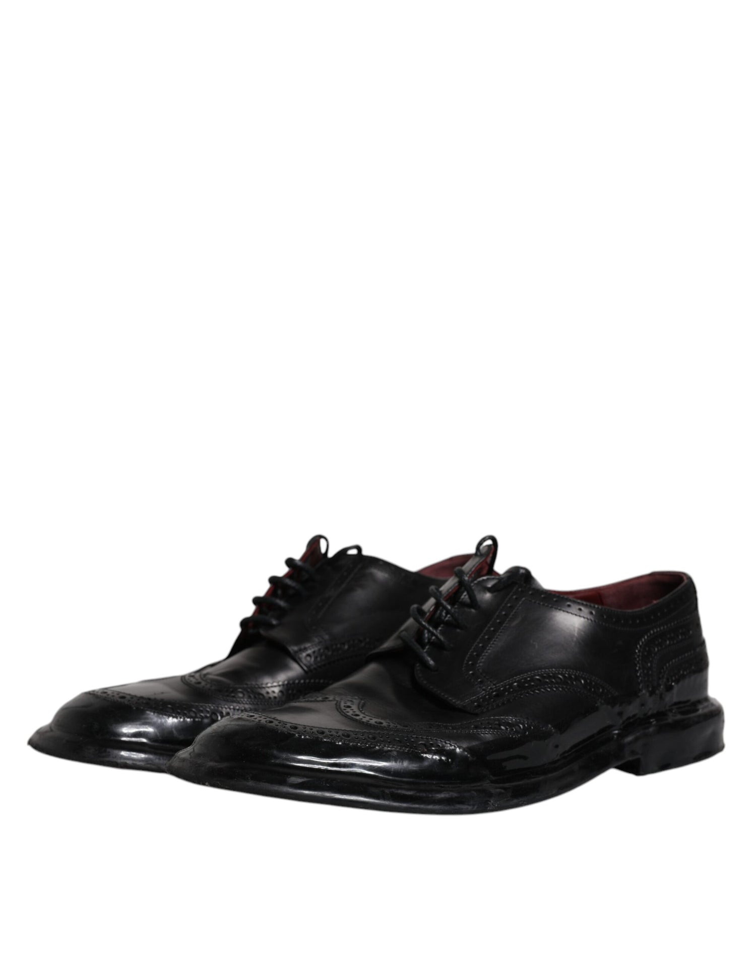 Dolce &amp;amp; Gabbana Svarta Läder Derby Wingtip Formella Skor