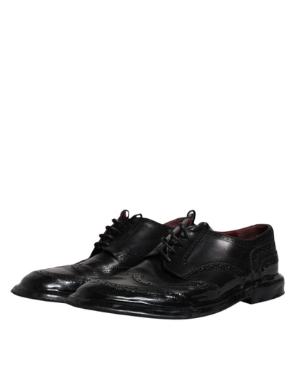 Dolce &amp;amp; Gabbana Svarta Läder Derby Wingtip Formella Skor