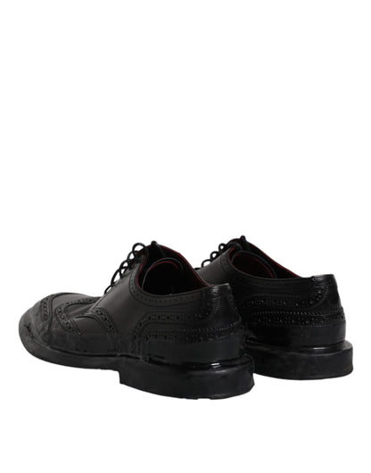 Dolce &amp;amp; Gabbana Svarta Läder Derby Wingtip Formella Skor