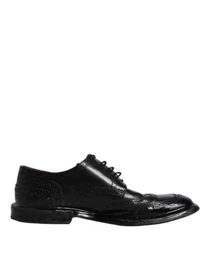 Dolce &amp;amp; Gabbana Svarta Läder Derby Wingtip Formella Skor
