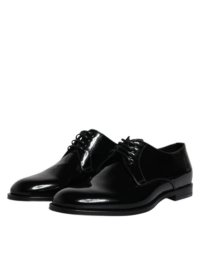 Dolce &amp;amp; Gabbana Svarta Derby-skor i lackläder