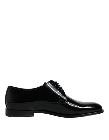 Dolce &amp;amp; Gabbana Svarta Derby-skor i lackläder
