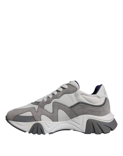 Versace Grå Läder Neopren Chunky Låga Squalo Sneakers Skor
