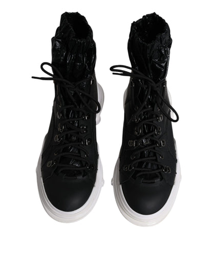 Dolce &amp;amp; Gabbana Svarta Nylon Galileo Höga Sneakers Skor