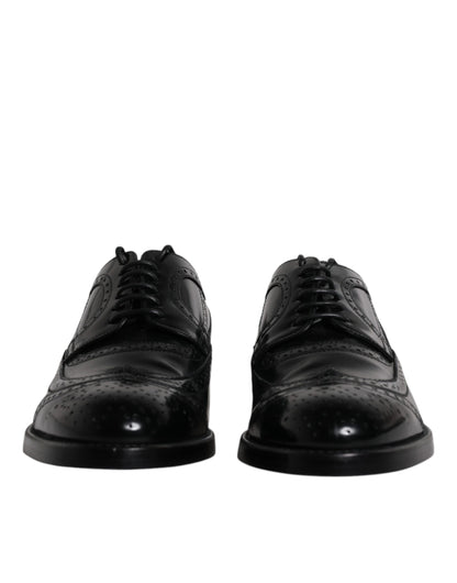 Dolce &amp;amp; Gabbana Svarta Läder Derby Wingtip Formella Skor