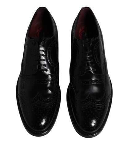 Dolce &amp;amp; Gabbana Svarta Läder Derby Wingtip Formella Skor