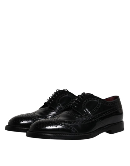 Dolce &amp;amp; Gabbana Svarta Läder Derby Wingtip Formella Skor