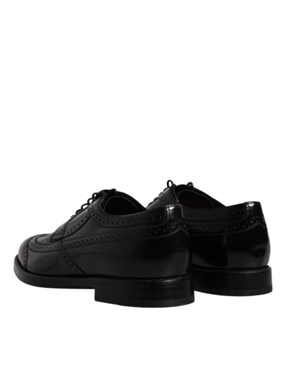Dolce &amp;amp; Gabbana Svarta Läder Derby Wingtip Formella Skor