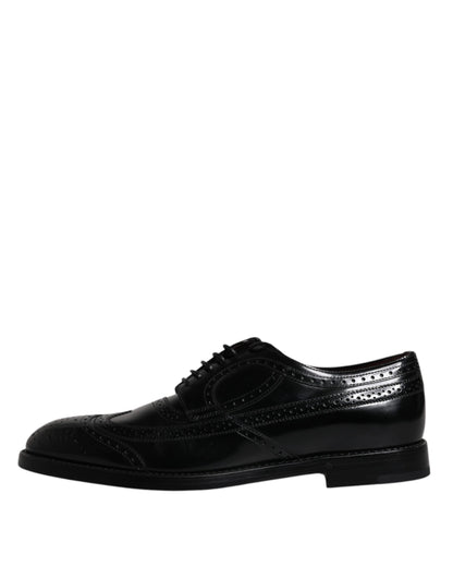 Dolce &amp;amp; Gabbana Svarta Läder Derby Wingtip Formella Skor