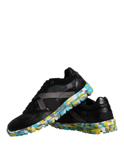 Dolce &amp;amp; Gabbana Svarta Polyester Låga Sneakers Herrskor