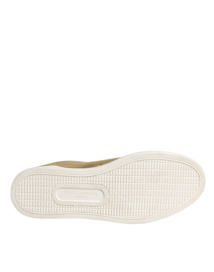 Dolce &amp;amp; Gabbana Guld Läder Logo London Herr Sneakers Skor