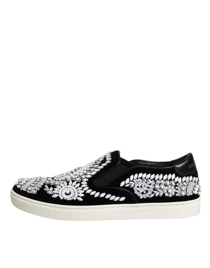 Dolce &amp;amp; Gabbana Svarta Utsmyckade London Herr Slip-On Skor
