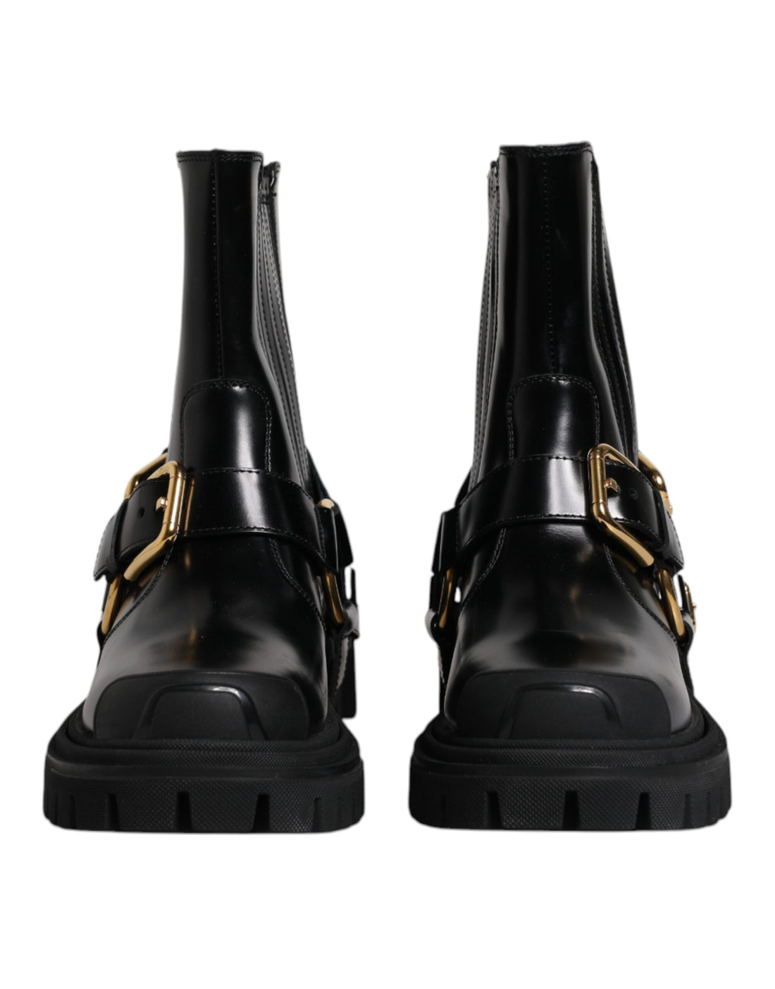 Dolce &amp;amp; Gabbana Svarta Läder Slip On Stretch Vandringskängor Skor