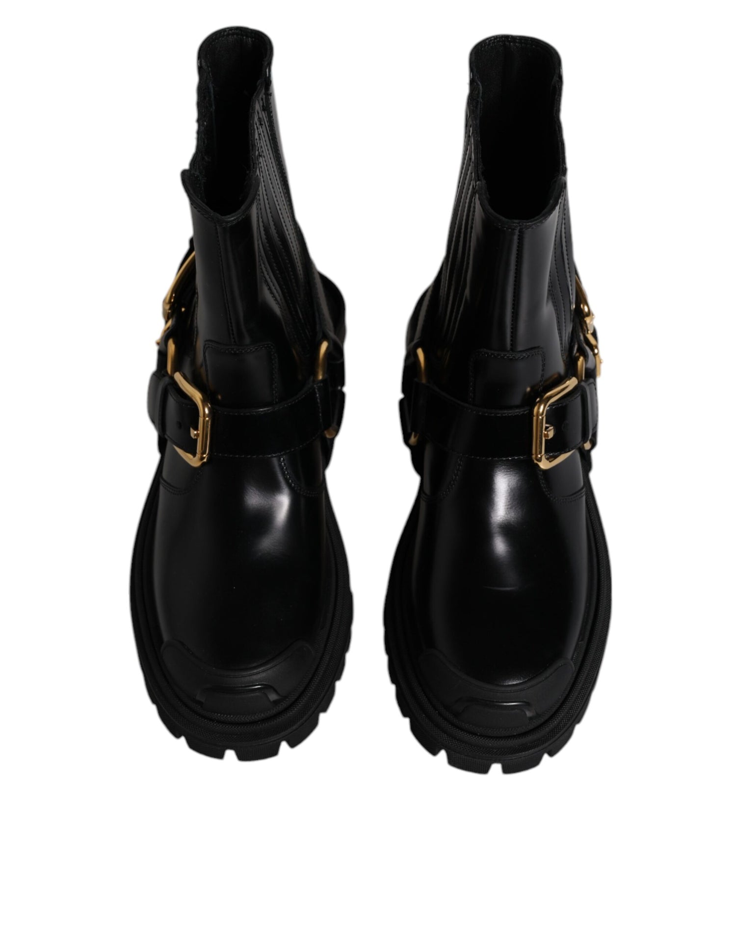Dolce &amp;amp; Gabbana Svarta Läder Slip On Stretch Vandringskängor Skor
