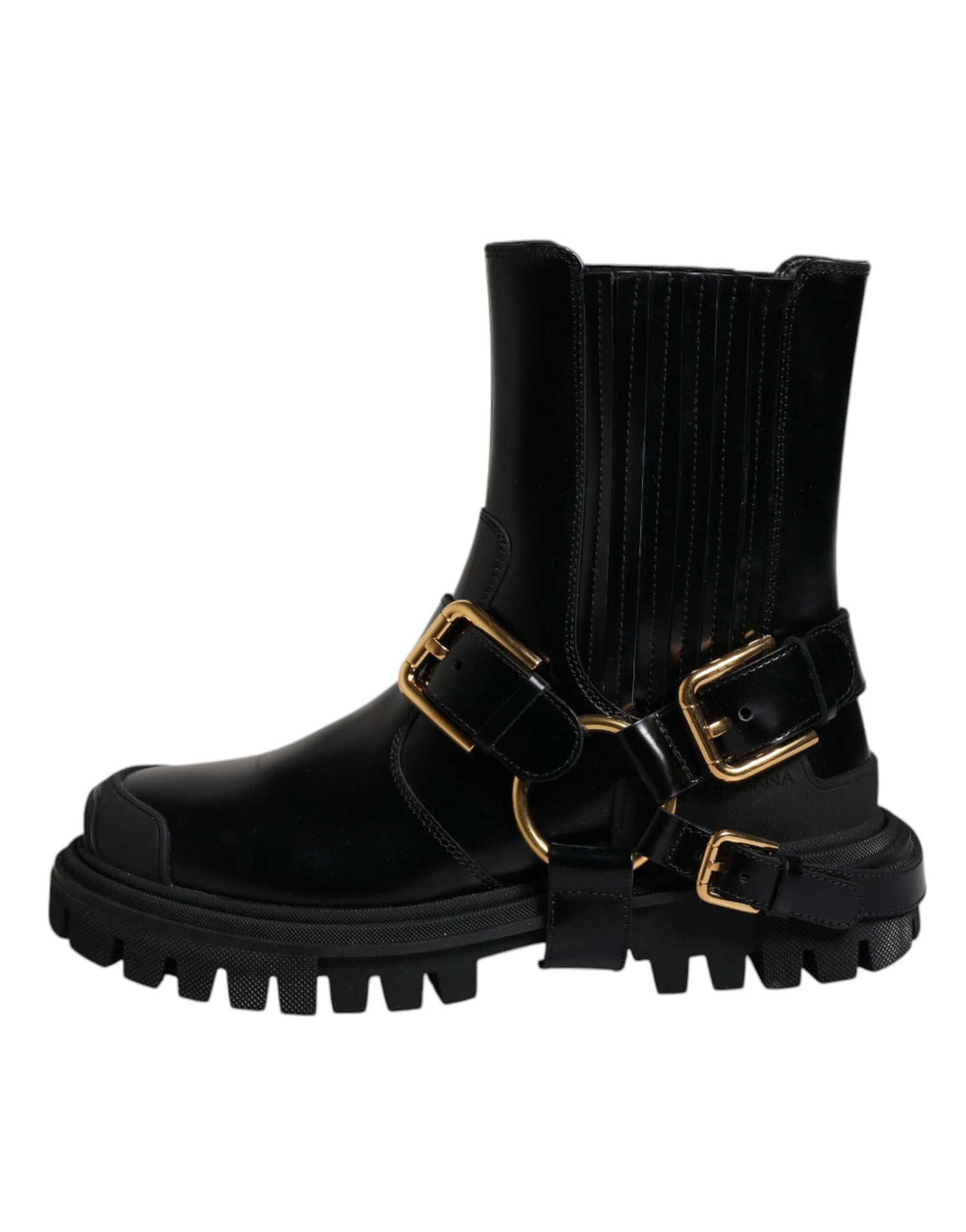 Dolce &amp;amp; Gabbana Svarta Läder Slip On Stretch Vandringskängor Skor