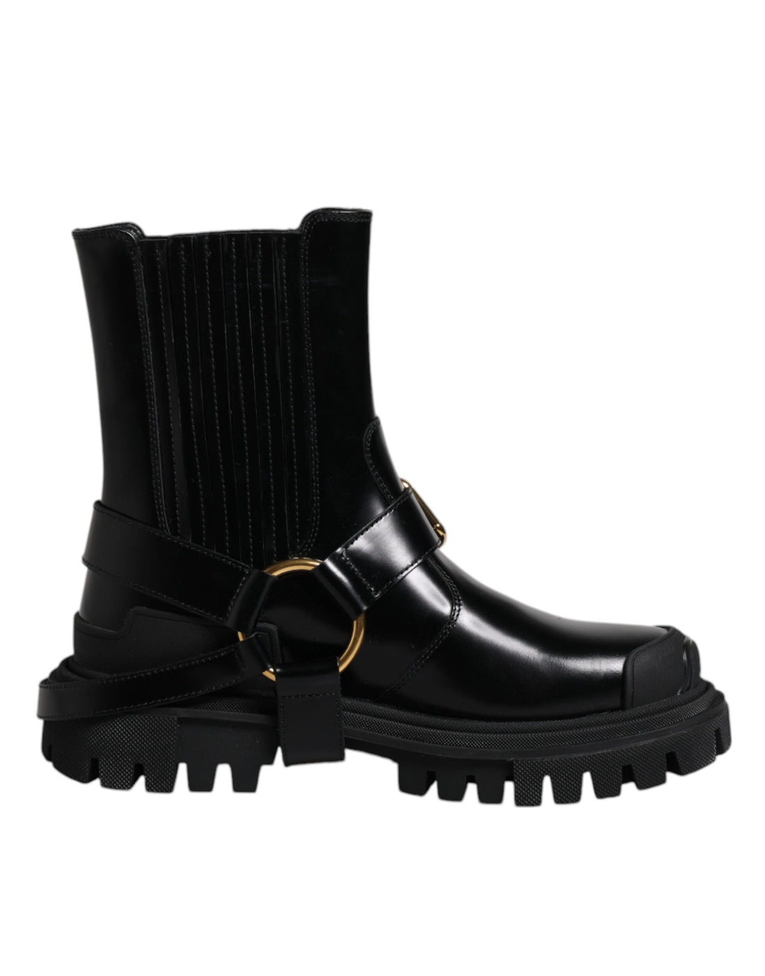 Dolce &amp;amp; Gabbana Svarta Läder Slip On Stretch Vandringskängor Skor