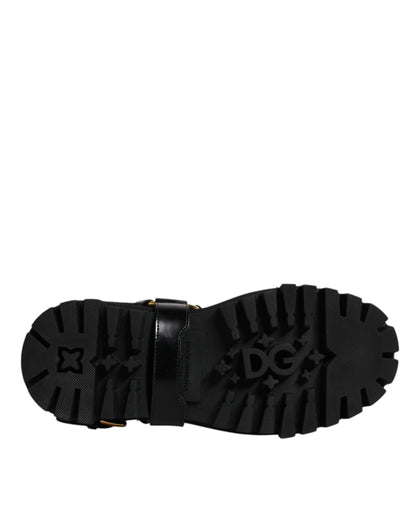 Dolce &amp;amp; Gabbana Svarta Läder Slip On Stretch Vandringskängor Skor