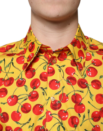 Dolce &amp;amp; Gabbana Gul Körsbärsbomull MARTINI Klänningskjorta