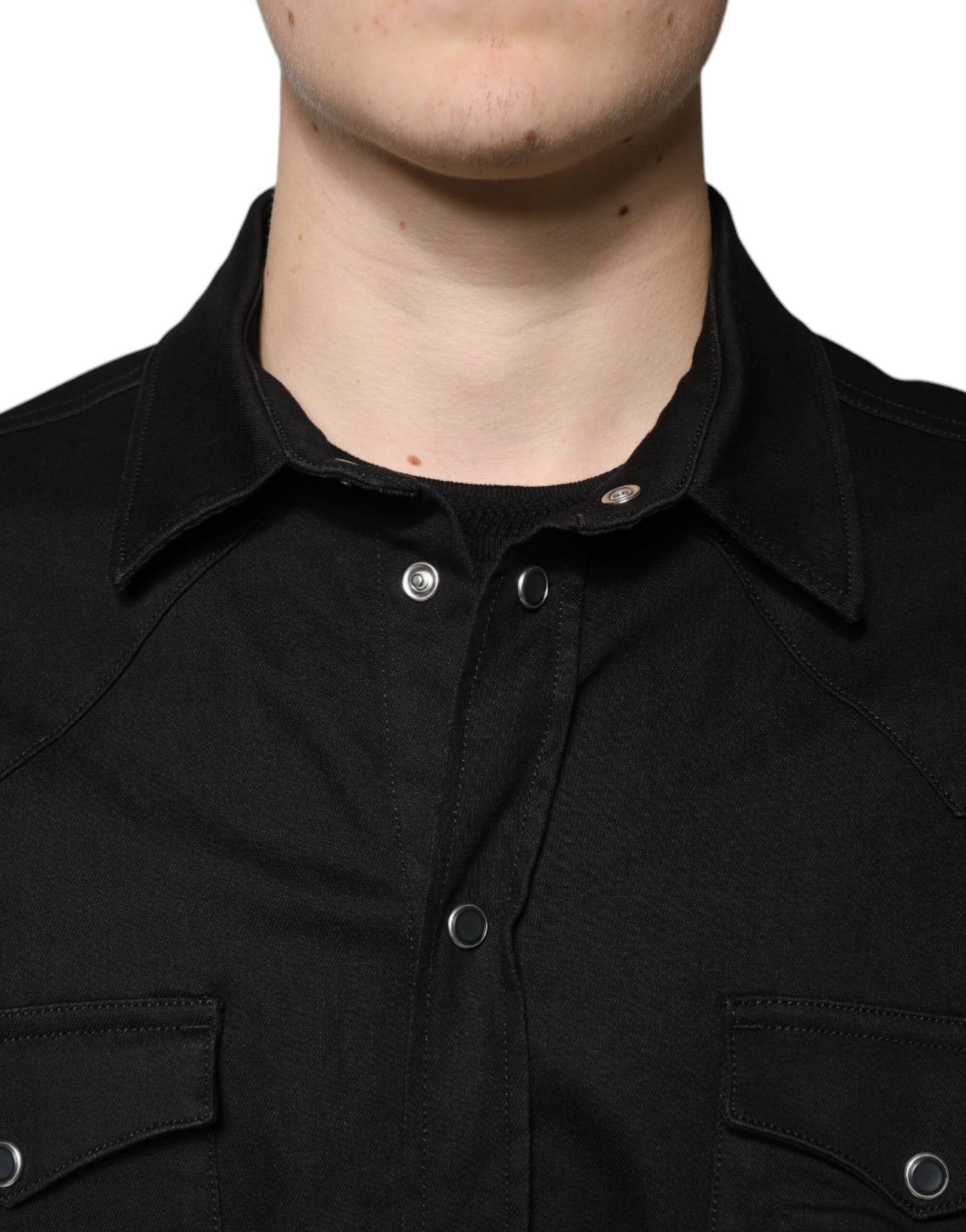 Dolce &amp;amp; Gabbana Svart bomullsskjorta med krage och knappar
