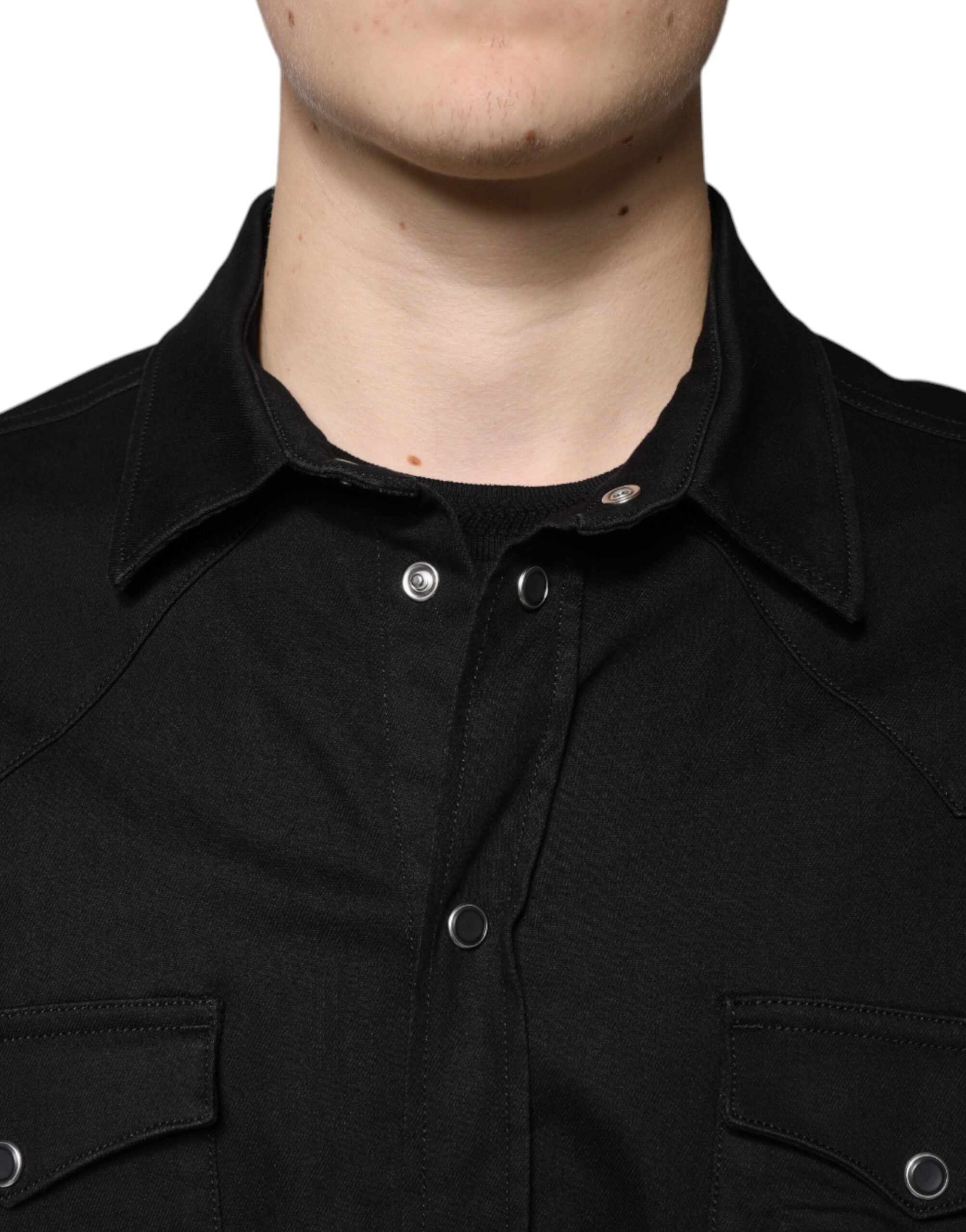 Dolce &amp;amp; Gabbana Svart bomullsskjorta med krage och knappar