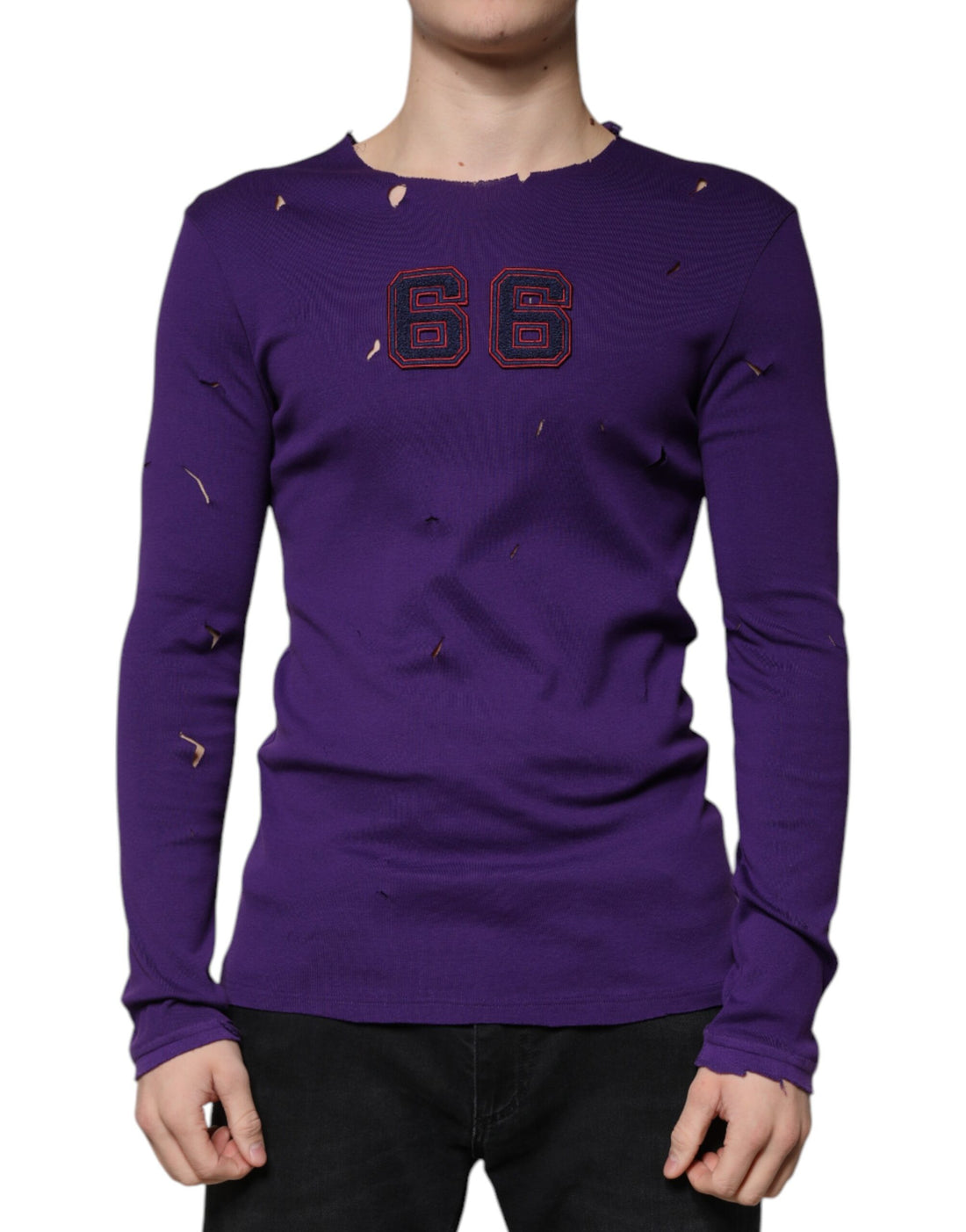 Dolce &amp;amp; Gabbana Lila Bomull Rund Halsad Pullover Herrtröja