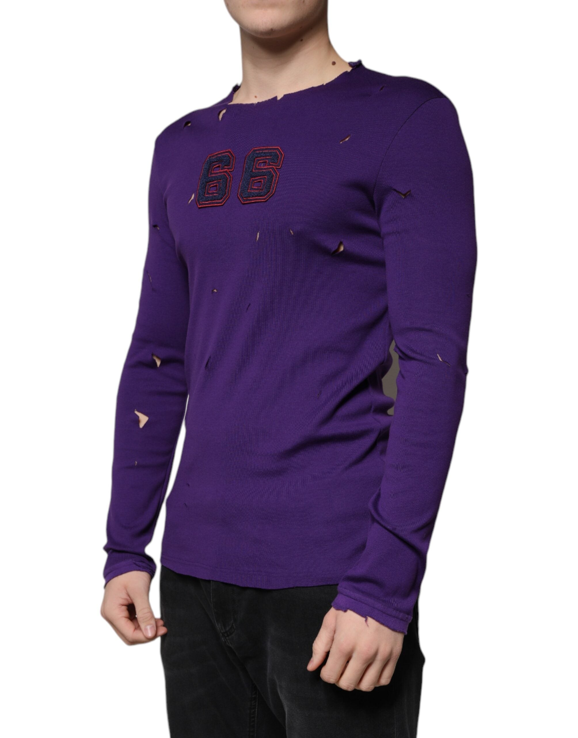 Dolce &amp;amp; Gabbana Lila Bomull Rund Halsad Pullover Herrtröja