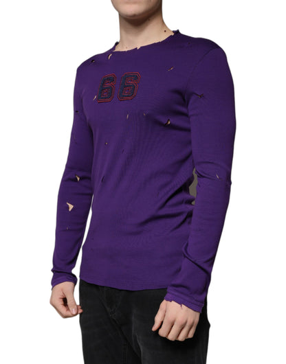 Dolce &amp;amp; Gabbana Lila Bomull Rund Halsad Pullover Herrtröja