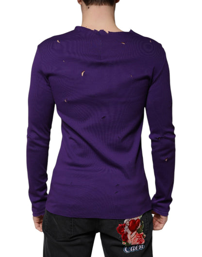 Dolce &amp;amp; Gabbana Lila Bomull Rund Halsad Pullover Herrtröja