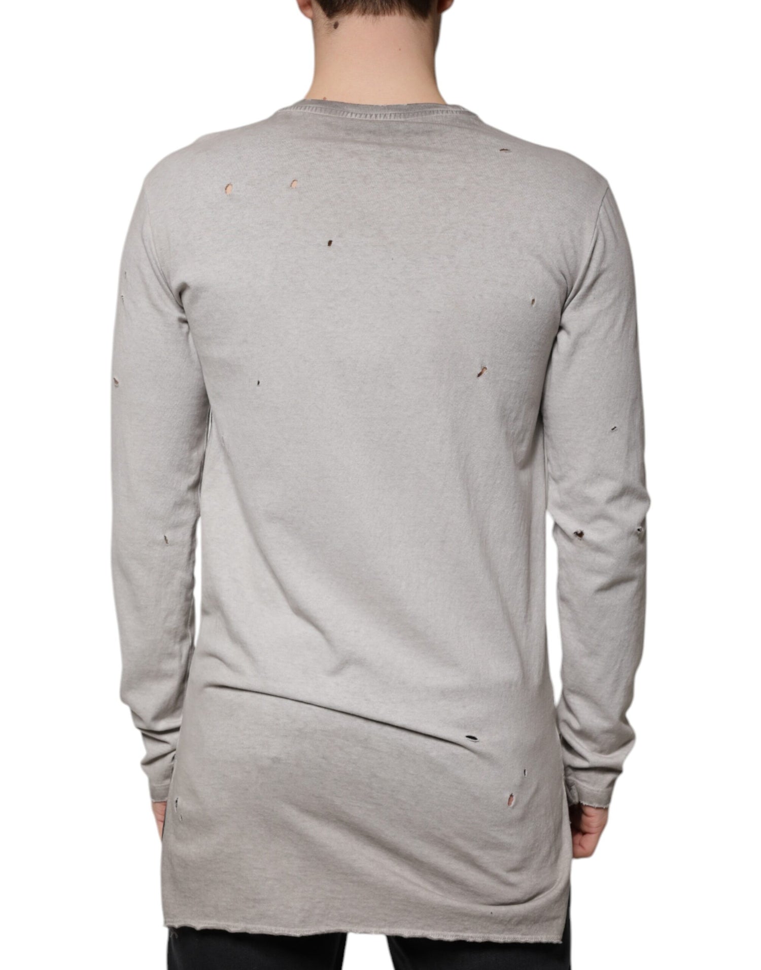 Dolce &amp;amp; Gabbana Grå Mönstrad Bomulls-Crouched Pullover-Tröja