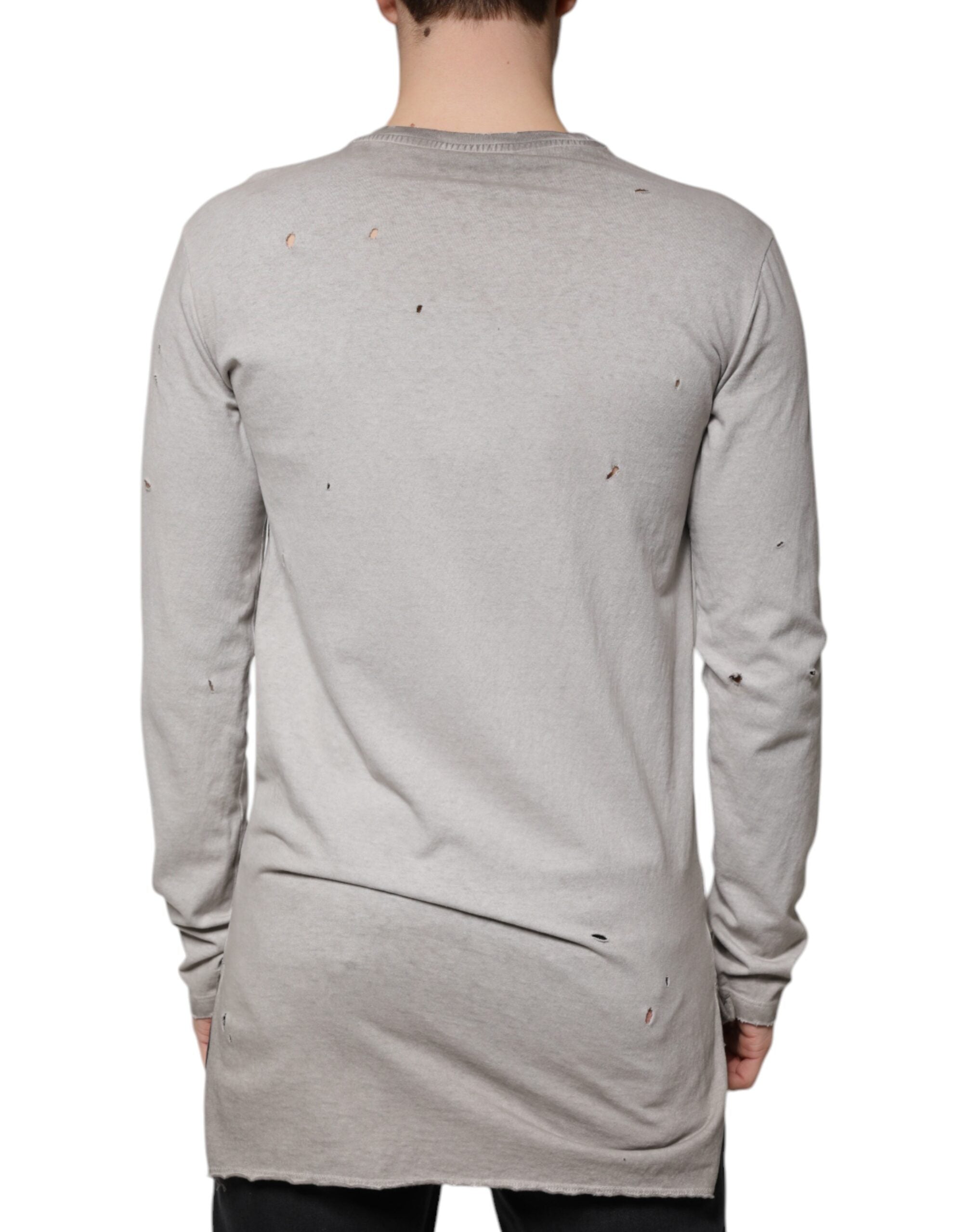 Dolce &amp;amp; Gabbana Grå Mönstrad Bomulls-Crouched Pullover-Tröja