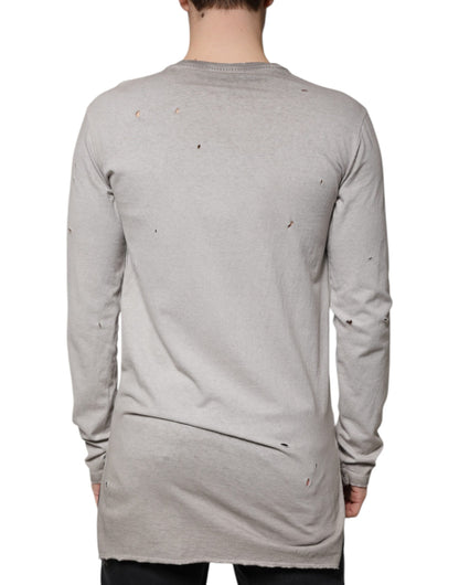 Dolce &amp;amp; Gabbana Grå Mönstrad Bomulls-Crouched Pullover-Tröja