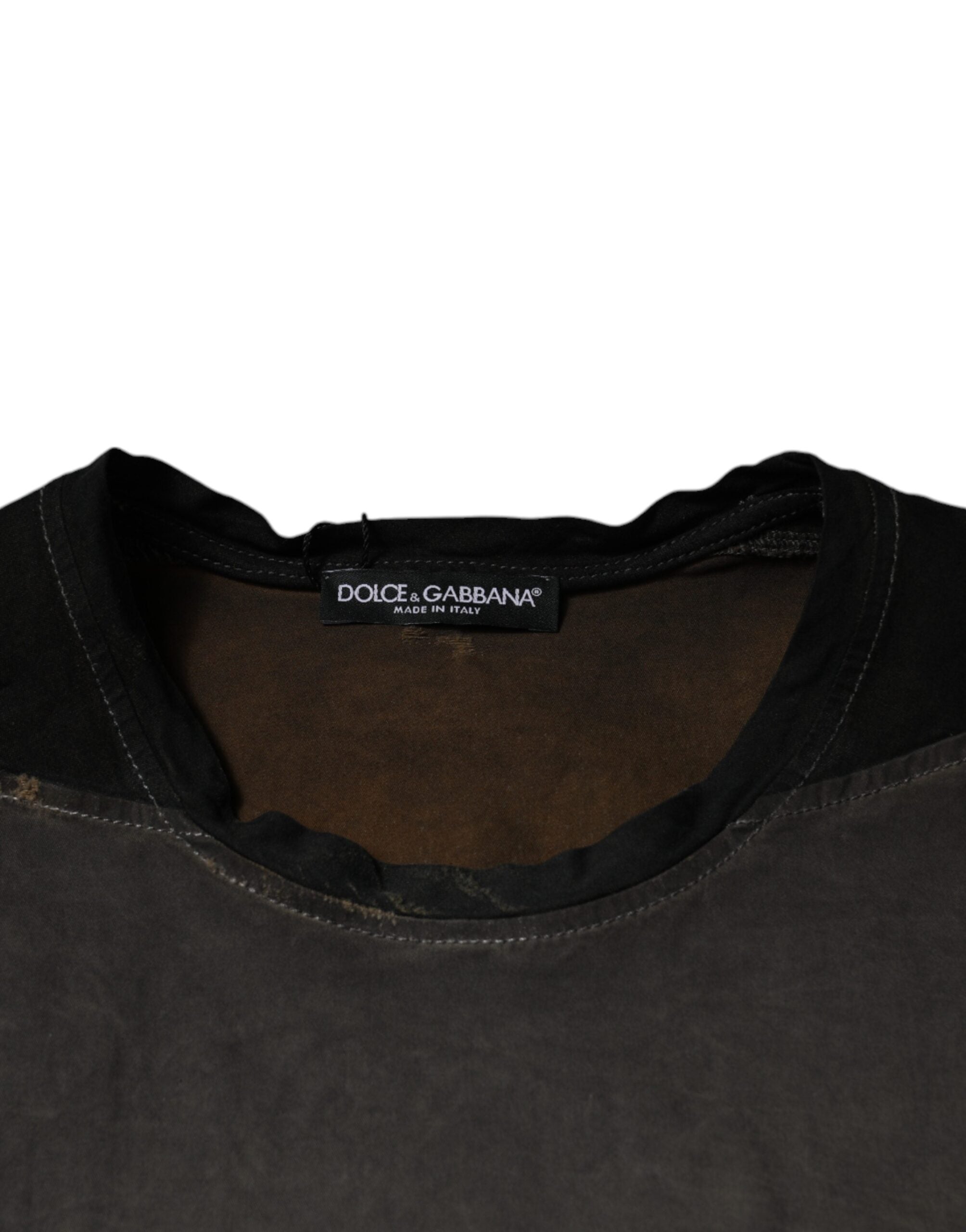 Dolce &amp;amp; Gabbana Brun Grafiskt Tryckt Bomulls-T-shirt Rund Halsad