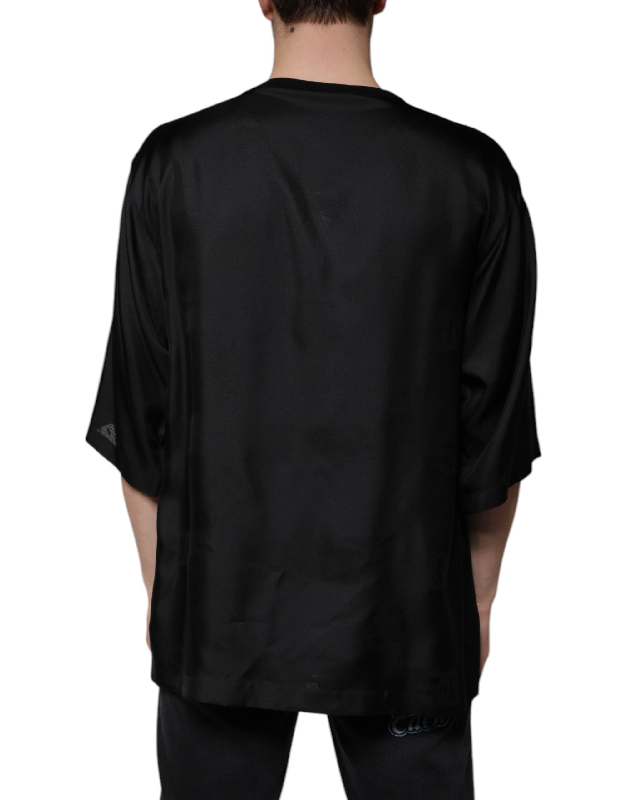 Dolce &amp;amp; Gabbana Svart bomulls-t-shirt med fyrkantig halsringning och kortärmad design