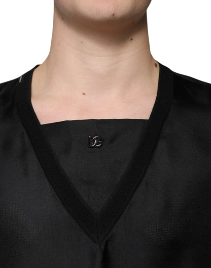 Dolce &amp;amp; Gabbana Svart bomulls-t-shirt med fyrkantig halsringning och kortärmad design