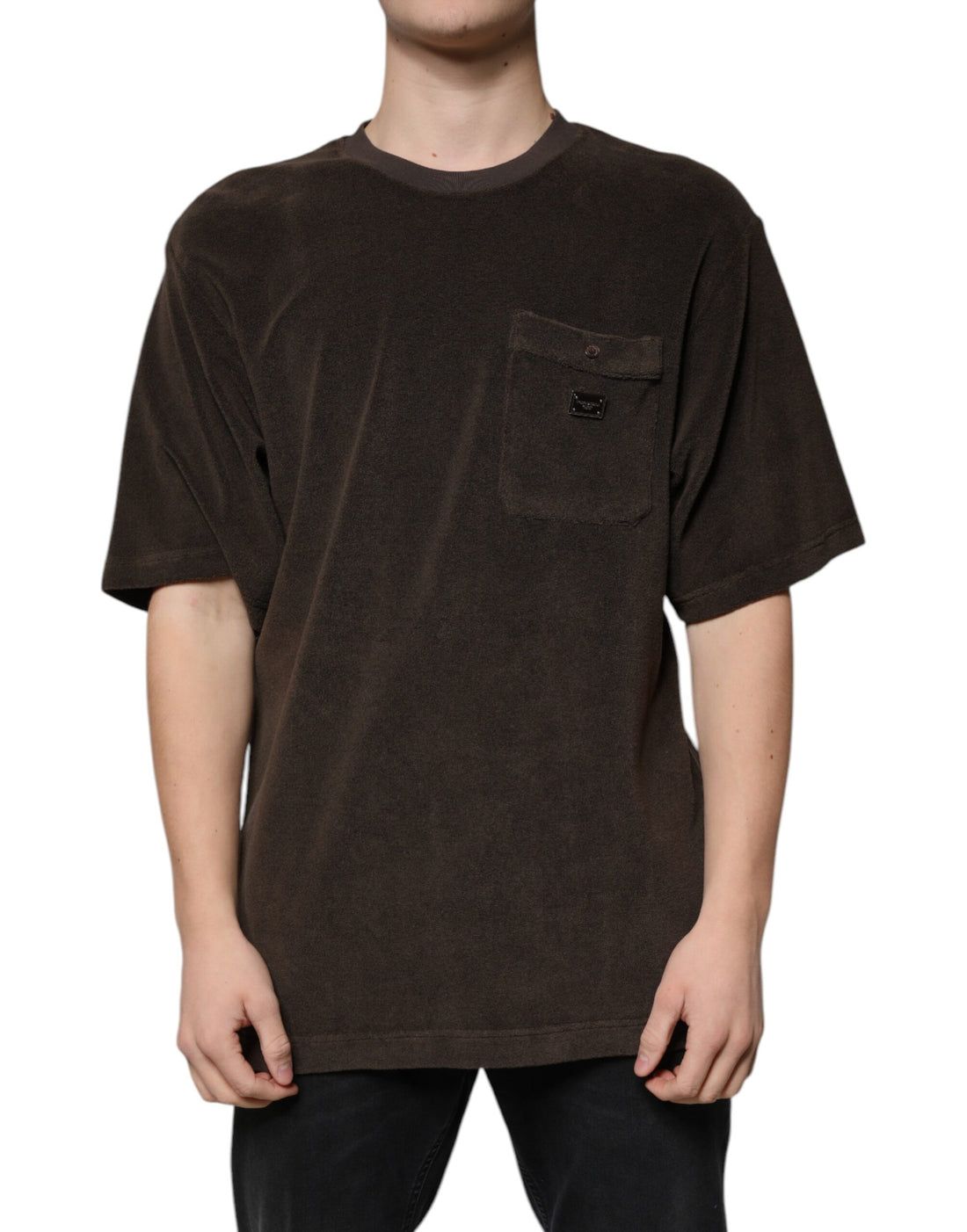 Dolce &amp;amp; Gabbana Brun Bomulls-T-shirt Med Rund Hals Och Korta Ärmar