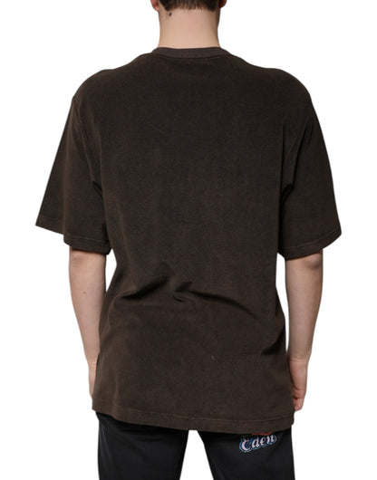 Dolce &amp;amp; Gabbana Brun Bomulls-T-shirt Med Rund Hals Och Korta Ärmar